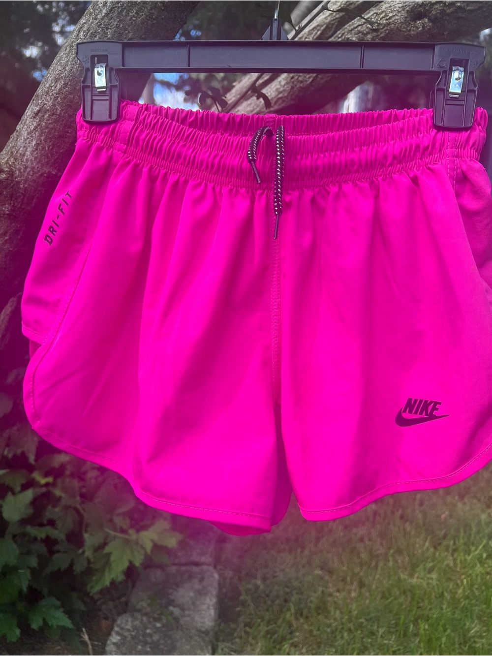 Hot neon pink Nike Dri-fit 2-in-1 running shorts M women’s athletic athleisure